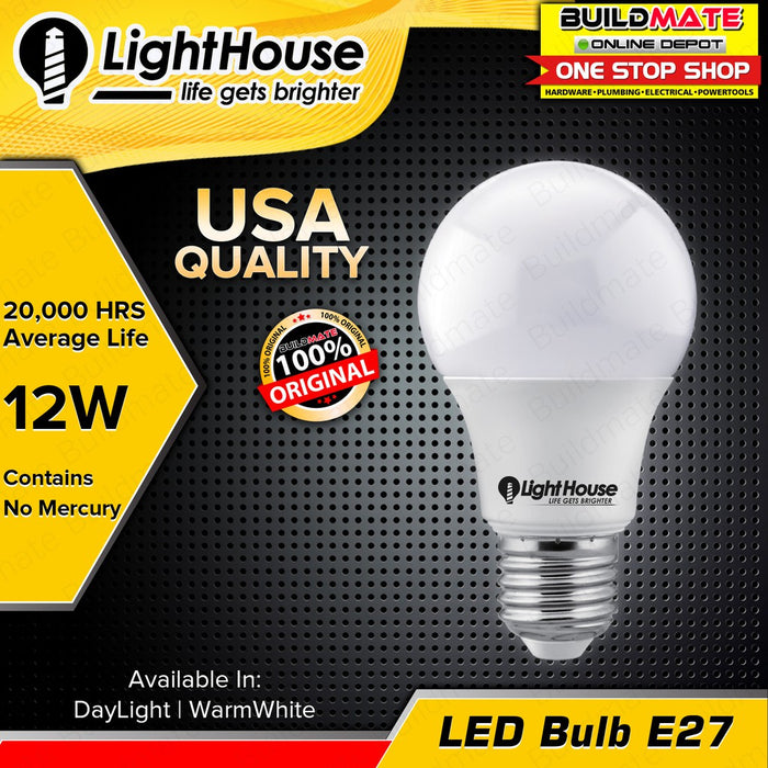 LIGHTHOUSE LED Bulb E27 (PREMIUM) 12W A60 DAYLIGHT | WARM WHITE SOLD PER PIECE •BUILDMATE•