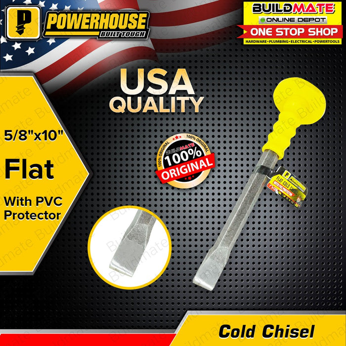 BUILDMATE Powerhouse Cold Chisel with PVC Protector Flat 5/8"x10" | 3/4"x10" - PHHT