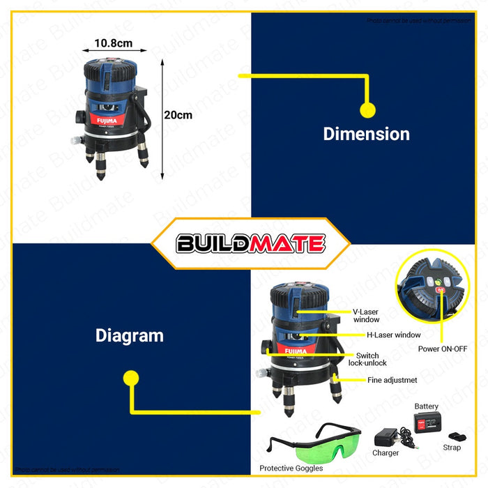 FUJIMA JAPAN Self Leveling Laser 3.6V 4V1H F0102 •BUILDMATE•