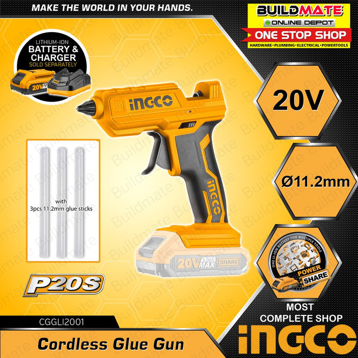 INGCO Cordless Glue Gun 20V CGGLI2001 POWERSHARE +FREE TAPEMEASURE & GLOVES •BUILDMATE• IPT