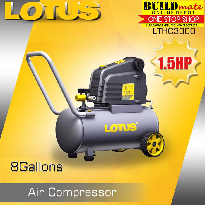 LOTUS Oil-Free Air Compressor 8Gal 1.5HP LTHC3000 •BUILDMATE• LPT