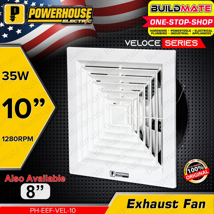 POWERHOUSE Electric Exhaust Fan Ceiling Mounted Veloce Series 8" Inch & 10" Inch •BUILDMATE• PHE