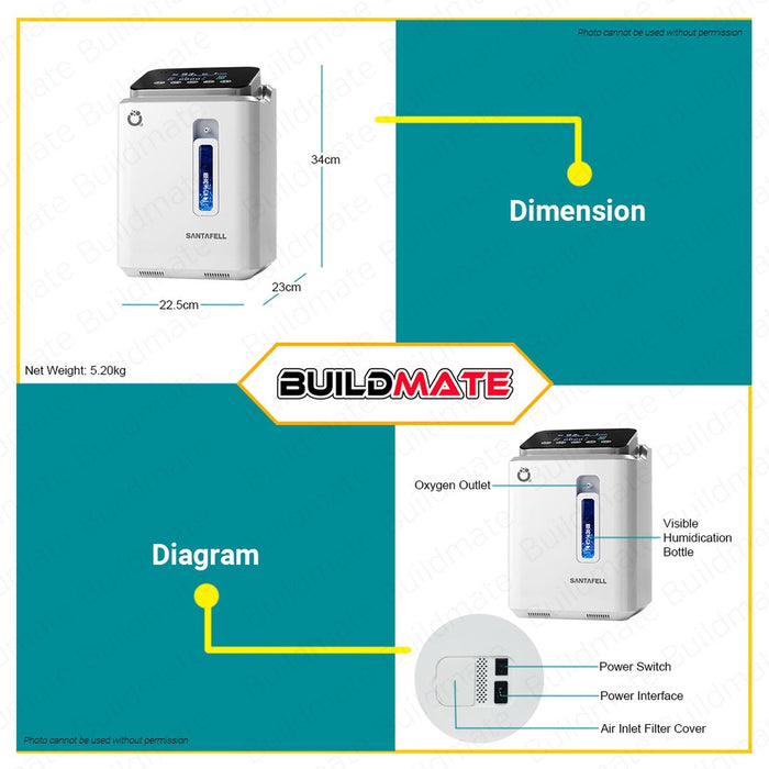 YY-11 Portable Oxygen Concentrator Inhalation Pump Machine 1-7L (CH-2013) •BUILDMATE•