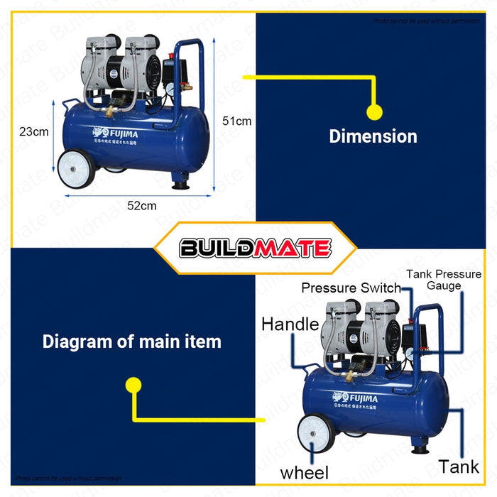 FUJIMA JAPAN High Speed Oil Free Air Compressor 1300W 1.75HP FT-HSOAC24L •BUILDMATE•