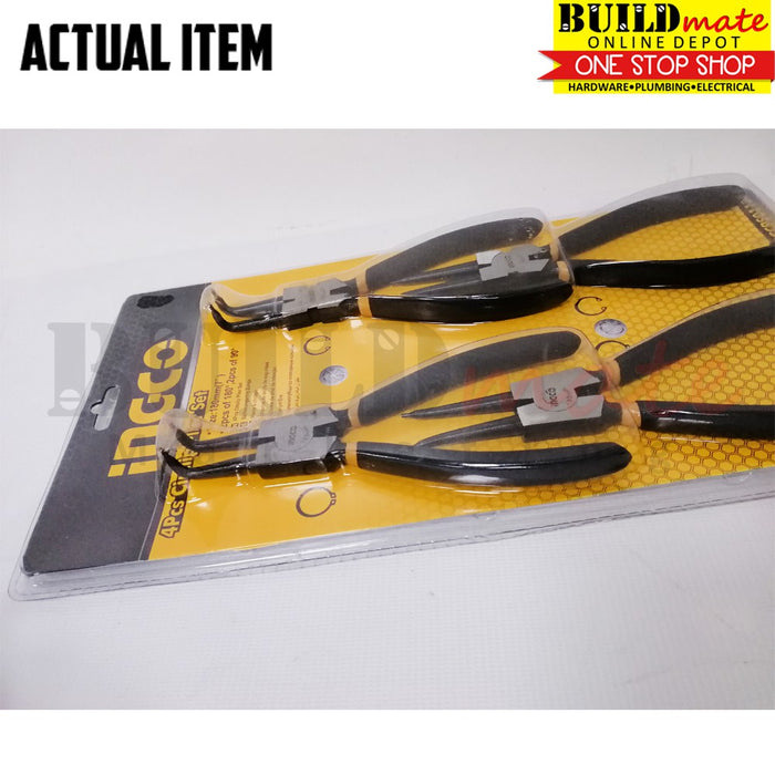 BUILDMATE Ingco Circlip Pliers 4PCS/SET 180° & 90° 7"/180mm Snap Ring C-Clip Plier HCCPS01180 • IHT