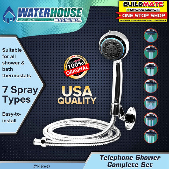 WATERHOUSE by POWERHOUSE 7 Function Telephone Shower Complete Set Chrome #14890 •BUILDMATE•