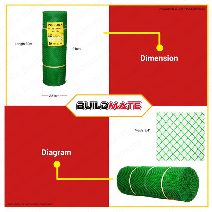 Green Plastic Polyethylene Screen Net Chicken Fence Wire 3 ft 3/4" •BUILDMATE•