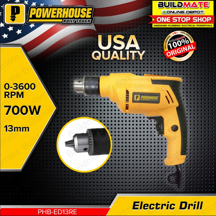 POWERHOUSE Electric Drill 700W PHB-ED13RE •BUILDMATE• PHPT