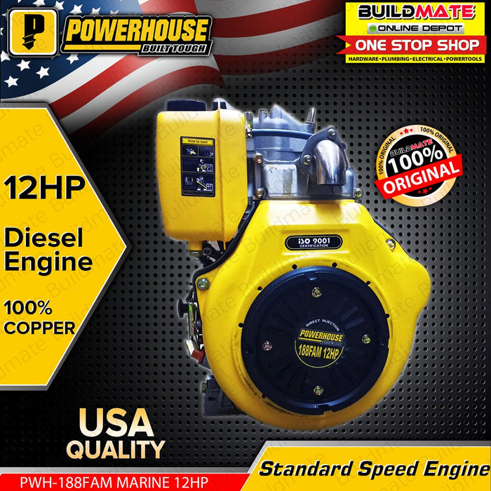 POWERHOUSE Diesel Marine Standard Speed Engine 12HP | 14HP 3600RPM 100% COPPER PWH-188FAM MARINE PHI