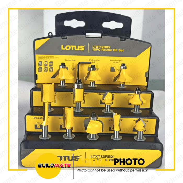 LOTUS 12PCS/SET 1/4" Router Bit Set LTXT12RBX •BUILDMATE• LPA