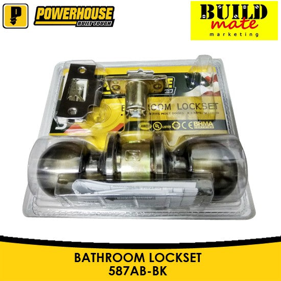 BUILDMATE Powerhouse  Bathroom Lockset 587AB-BK - PHDH