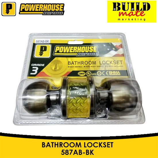 BUILDMATE Powerhouse  Bathroom Lockset 587AB-BK - PHDH