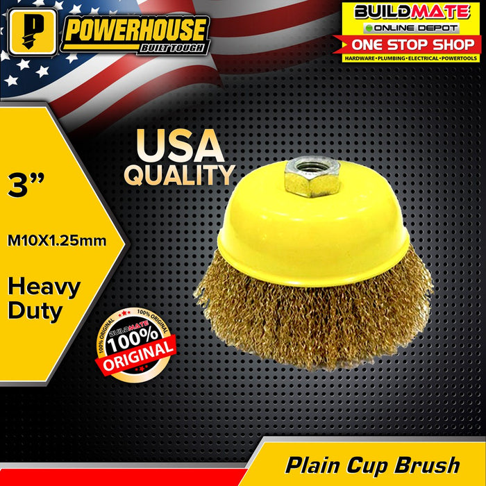 POWERHOUSE Cup Brush Plain | Twisted M10x1.25mmx3" SOLD PER PIECE •BUILDMATE• PHHT