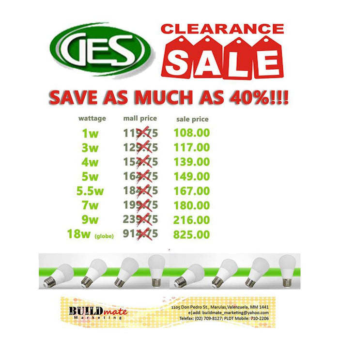 GES  Energy Saving LED Bulb 5w/7w HECM SALE!!