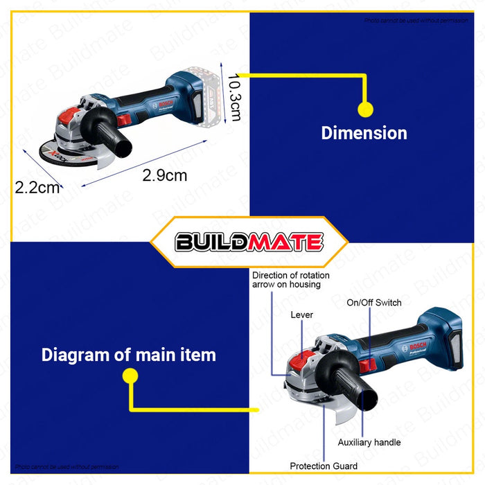 BOSCH BRUSHLESS MOTOR Cordless Angle Grinder 125mm M14 GWX180-LI 06019H91K0 •BUILDMATE• BLC