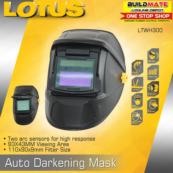 BUILDMATE Lotus Solar Powered Auto Darkening Welding Helmet Mask Iron Man Welder Eyes and Face Safety Protection LTWH300