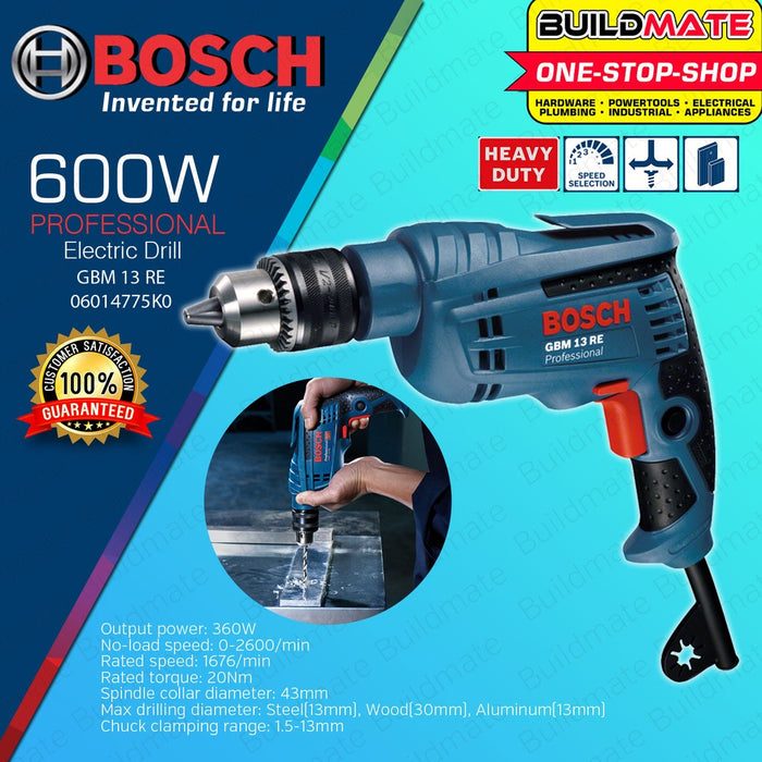 Bosch Professionals 600W Heavy Duty Electric Drill with Reverse 13mm GBM 13 RE 06014775K0 BPT