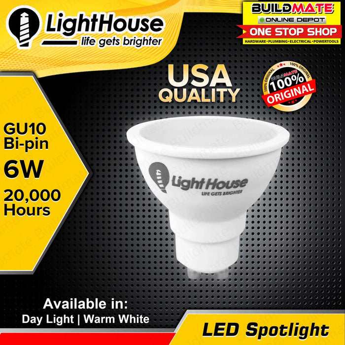 LIGHTHOUSE LED Spotlight 6W GU10 DAY LIGHT 6500K | WARM WHITE 3000K •BUILDMATE• PHLH