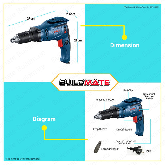 Bosch Corded Drywall Gypsum Screw Driver Variable Speed with Case FREE BIT GTB 650 06014A20K0 BLC