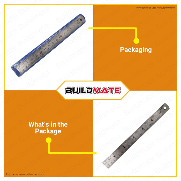 WADFOW 150mm 6" Inches Ruler Metric & Inch Stainless Steel Measuring Tool WRU1315 •BUILDMATE• WHT