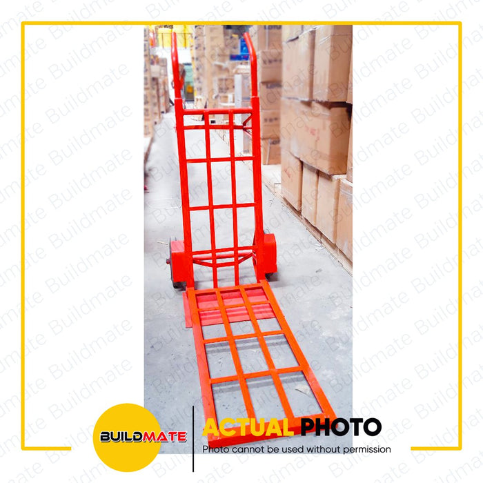 KARTILYA Red Orange Hand Push Cart Trolley 12" Black Rubber Wheels with Extension Panel •BUILDMATE•