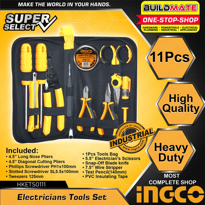 INGCO  Electricians Tool Set Super Select 11 PCS HKETS0111 100% ORIGINAL / AUTHENTIC •BUILDMATE• IHT