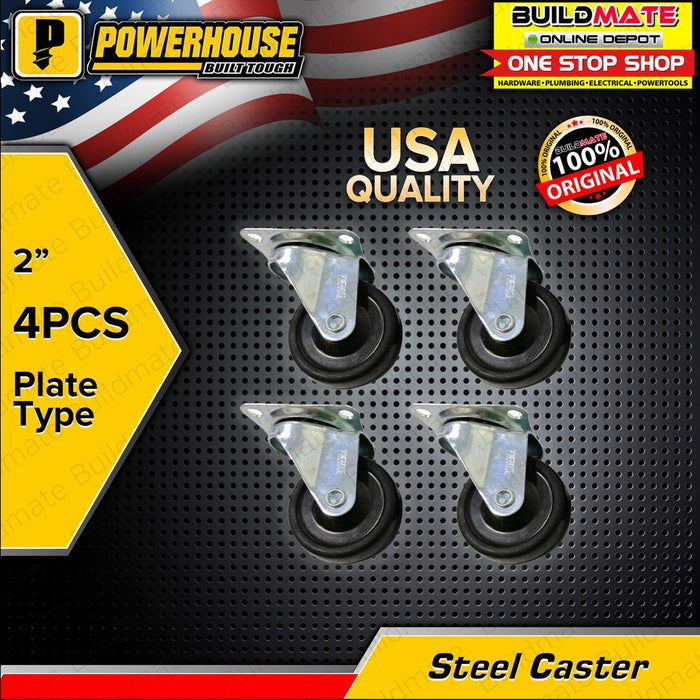 BUILDMATE Powerhouse 4PCS/SET Steel Caster 2" Plate Type Heavy Duty  - PHDH