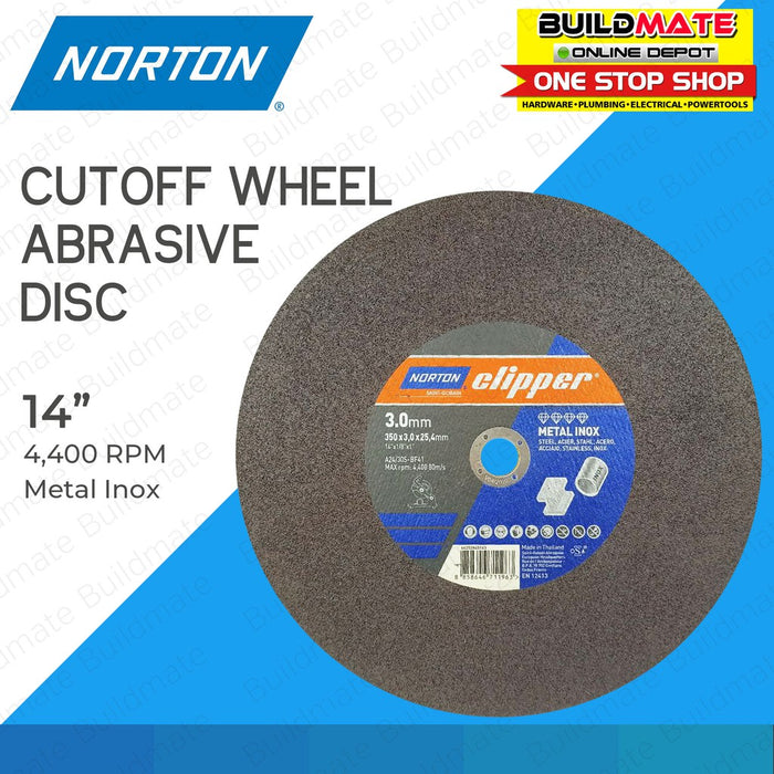 NORTON Cut Off Wheel Abrasive Disc Clipper 14" 350 x 3 x25.4  66252845163 •BUILDMATE•