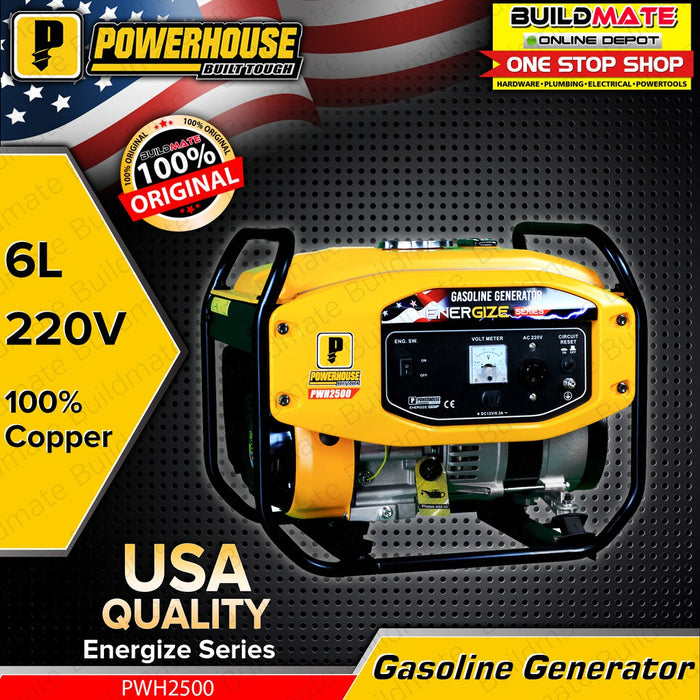 POWERHOUSE Gasoline Generator ENERGIZE Series Recoil Start W/O WHEELS PWH2500 1.0-1.3KW 100% COPPER