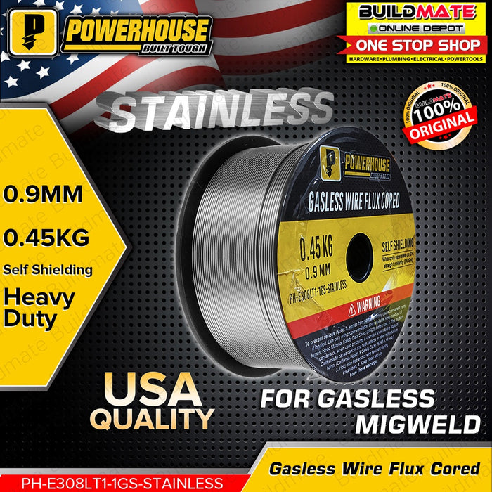 [STAINLESS GASLESS] POWERHOUSE Gasless Flux Cored Wire 0.9mm 0.45G MIGWELD E308LT1-1GS •BUILDMATE•