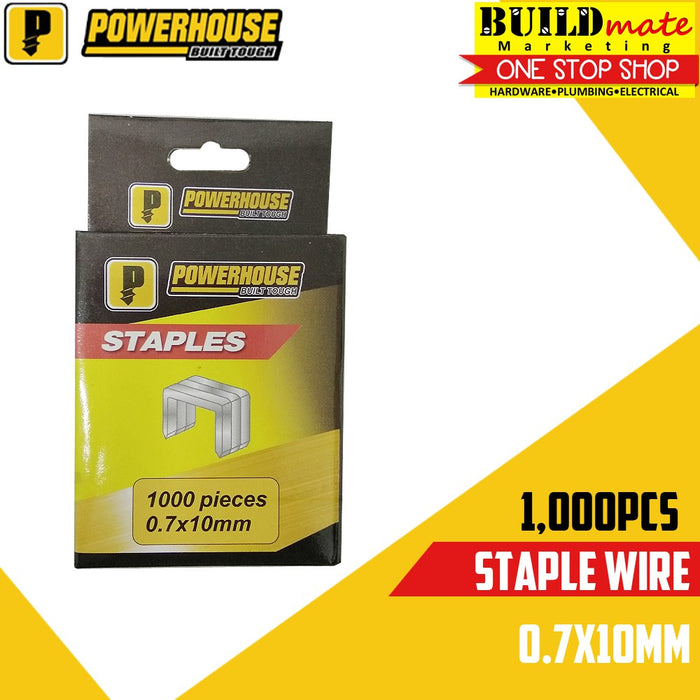 POWERHOUSE Staple Stapler Wire Nail for Gun Tacker 1000 PCS /PACK LIGHT DUTY •BUILDMATE• PHHT