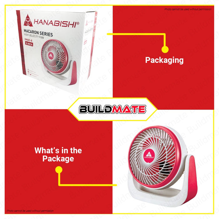 HANABISHI Desk Fan Macaron Series 8" HMAC-8 •BUILDMATE•