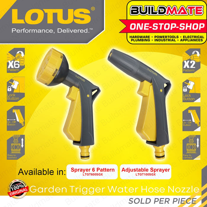 LOTUS Garden Trigger Water Hose Nozzle 6 Pattern Sprayer | Adjustable Sprayer Garden Tools BUILDMATE