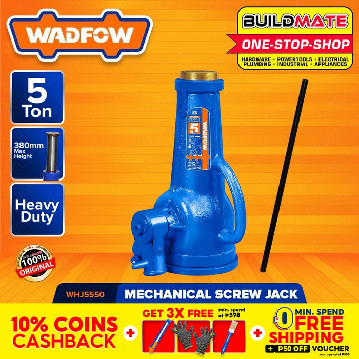 WADFOW Mechanical Screw Jack 5 TON Jack Screw Bottle Stand For Car Lift Used WHJ5550 •BUILDMATE• WHT