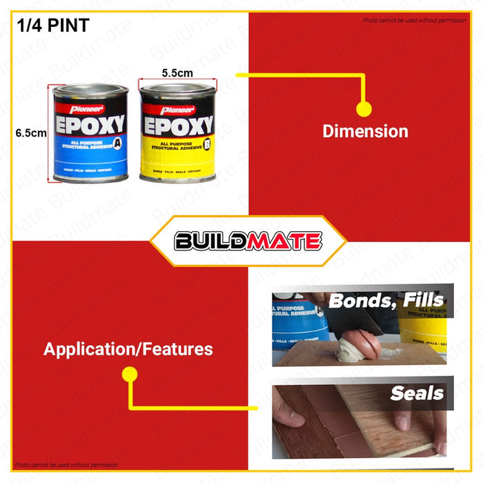 [A&B 2CANS] PIONEER All Purpose Epoxy 1/4 | 1/2 | PINT [SOLD PER SET] Structural Adhesive •BUILDMATE