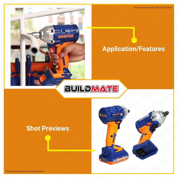 WADFOW Lithium-Ion Cordless Brushless Motor Impact Wrench with 2x Battery & Charger 20V WCD1512 WCPT