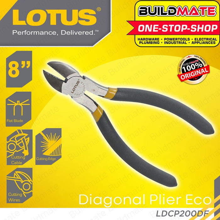 LOTUS Diagonal Plier Eco 8" Inch / 200mm Side Cutter Wire Cutters Cutting Pliers LDCP200DF BUILDMATE