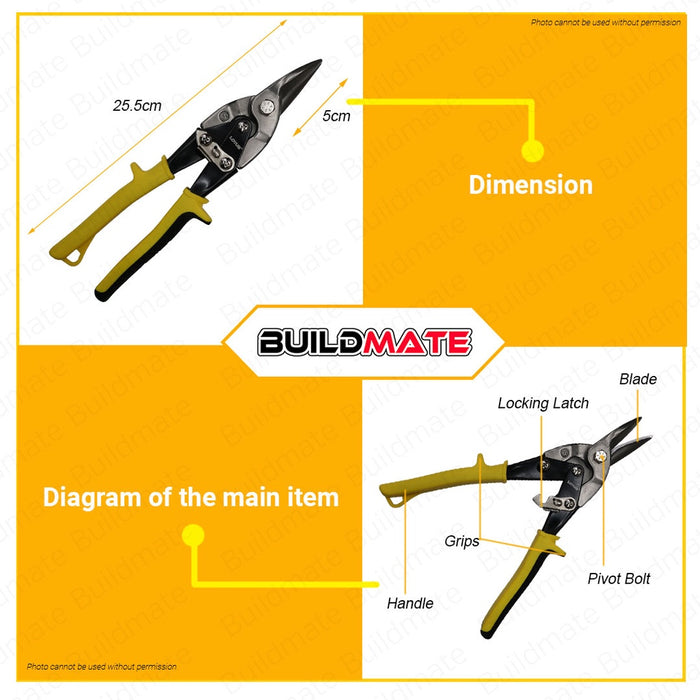 LOTUS Aviation Snip STRAIGHT Snips 10 Inch / 250mm Cutter Shear AS250 —  Buildmate