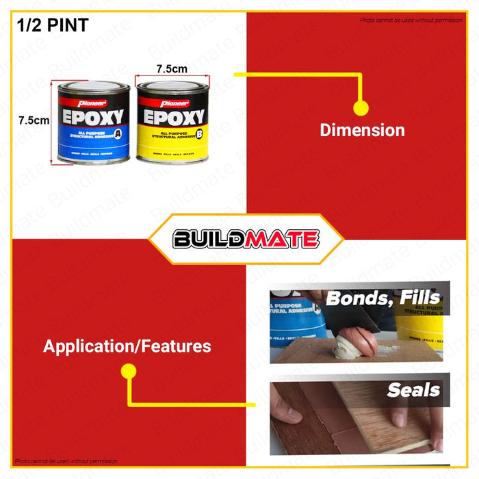 [A&B 2CANS] PIONEER All Purpose Epoxy 1/4 | 1/2 | PINT [SOLD PER SET] Structural Adhesive •BUILDMATE