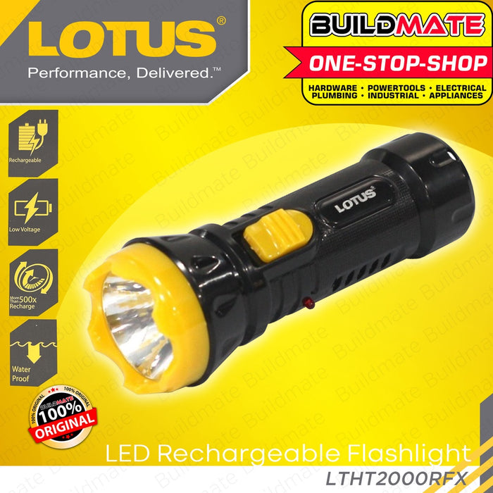 LOTUS 5W Rechargeable LED Flashlight Emergency Flash Light Work Light PVC LTHT2000RFX •BUILDMATE•