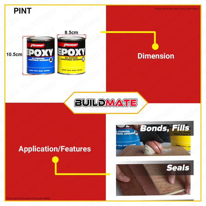 [A&B 2CANS] PIONEER All Purpose Epoxy 1/4 | 1/2 | PINT [SOLD PER SET] Structural Adhesive •BUILDMATE