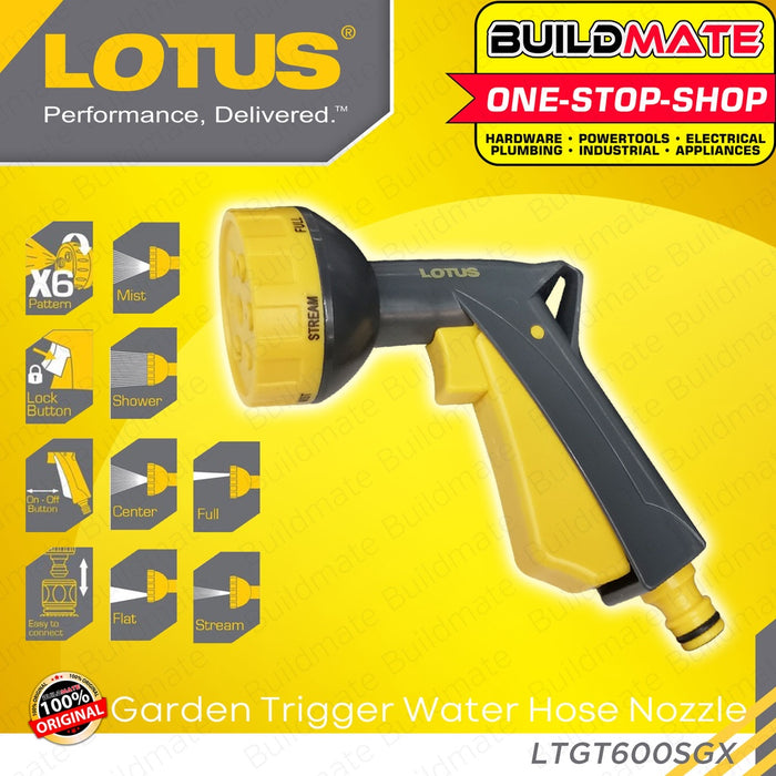 LOTUS Garden Trigger Water Hose Nozzle 6 Pattern Sprayer | Adjustable Sprayer Garden Tools BUILDMATE