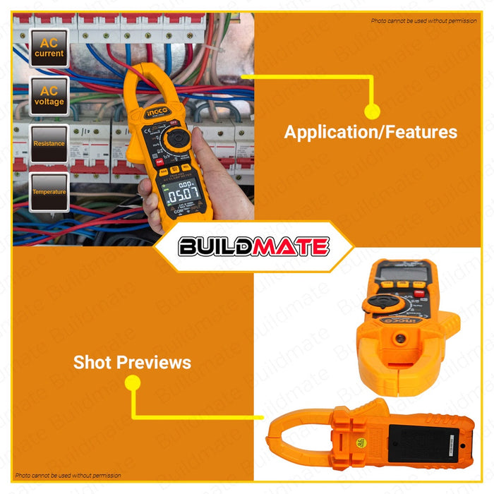 BUILDMATE Ingco Digital AC Clamp Meter 6000 Counts Voltage Voltmeter Tester Electrical Test Tool - IPT