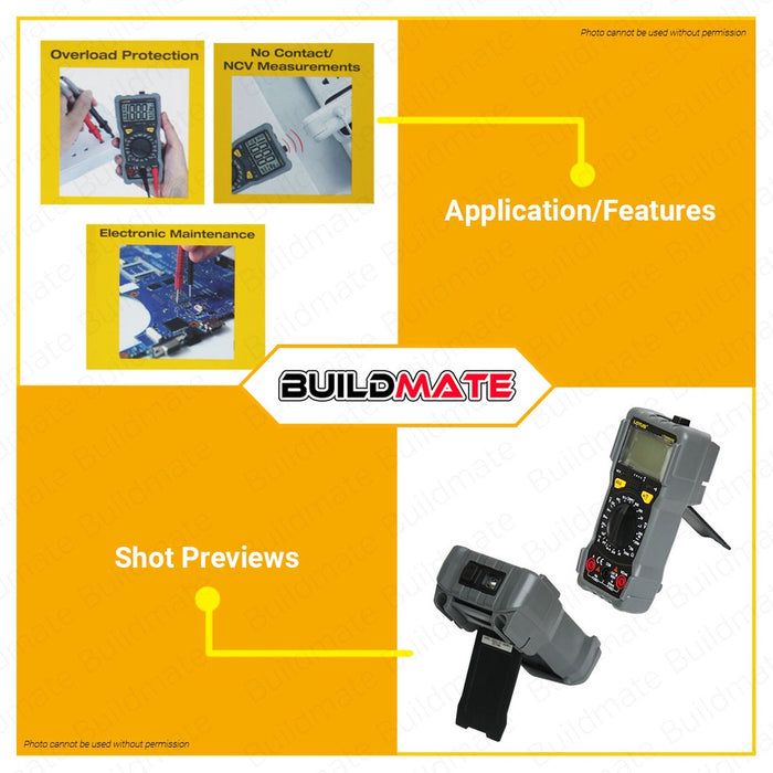 LOTUS Digital Multimeter Tester 2000C With 3pcs AAA Batteries Volt Multimeter LTDM900E •BUILDMATE•