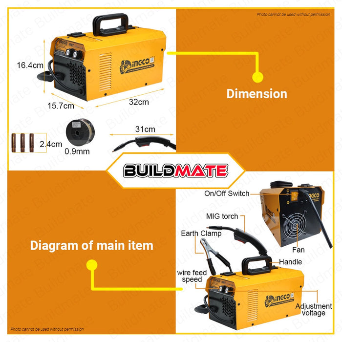 [SALE!] INGCO Portable Inverter Flux Cord Arc Welding Machine Mig Welder (FCAW) FC1301 | FC2201P IPT