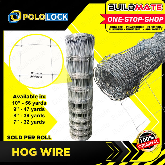 POLOLOCK Hog Wire Galvanized #32 | #39 | #47 | #56 Goat Wire Field Fence Farm Wire Hogwire BUILDMATE