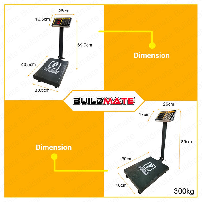 POWERHOUSE Heavy Duty Platform Digital Weighing Scale 100kg / 20g | 300kg / 50g •BUILDMATE• PHPT