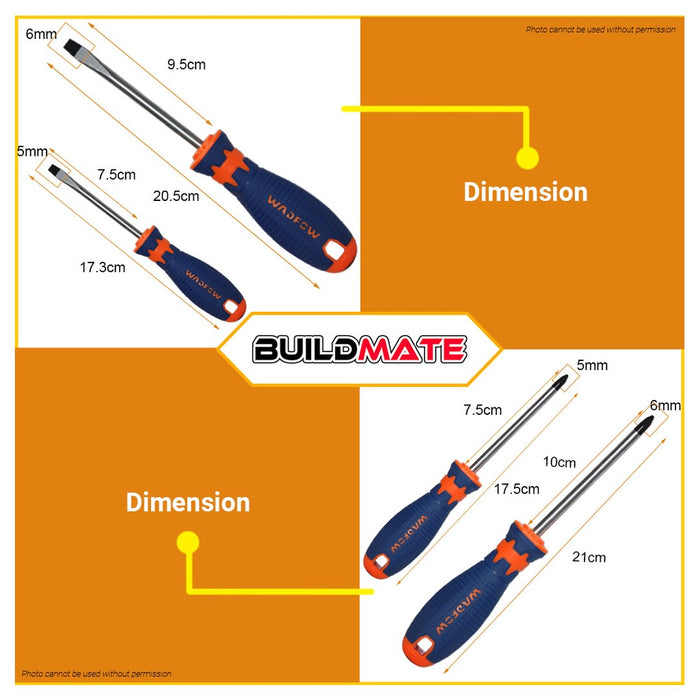 WADFOW 4PCS Screwdriver Set Precision Slotted & Phillips Screw Driver Tool WSS1204 •BUILDMATE• WHT