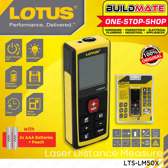 LOTUS Laser Distance Detector Measure 50M Laser Distance Meter Digital Rangefinder LM50X •BUILDMATE•