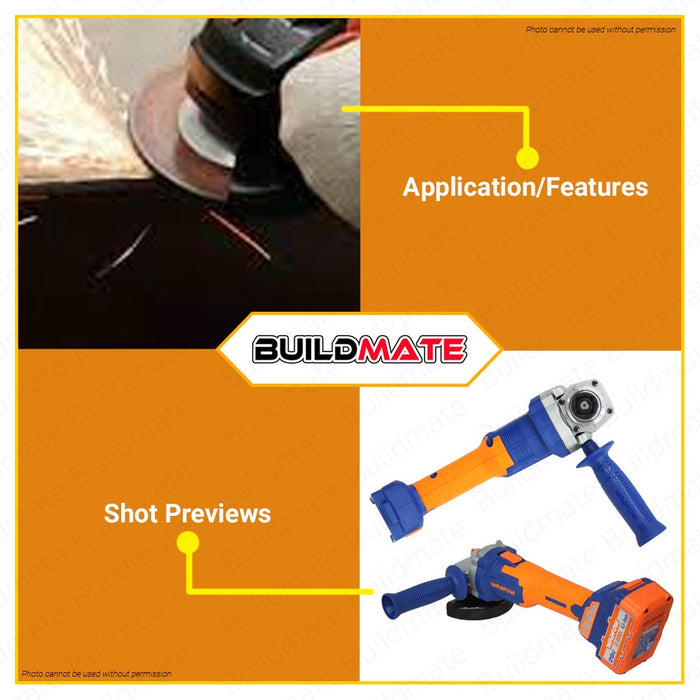 WADFOW Cordless Li-Ion Lithium-Ion 20V Angle Grinder Brushless Motor Grinder WLAPM12 •BUILDMATE WCPT